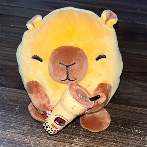 5” Plush Snackles Spencer Capybara Kung Fu Boba Tea Toy with Boba Tea mini plush